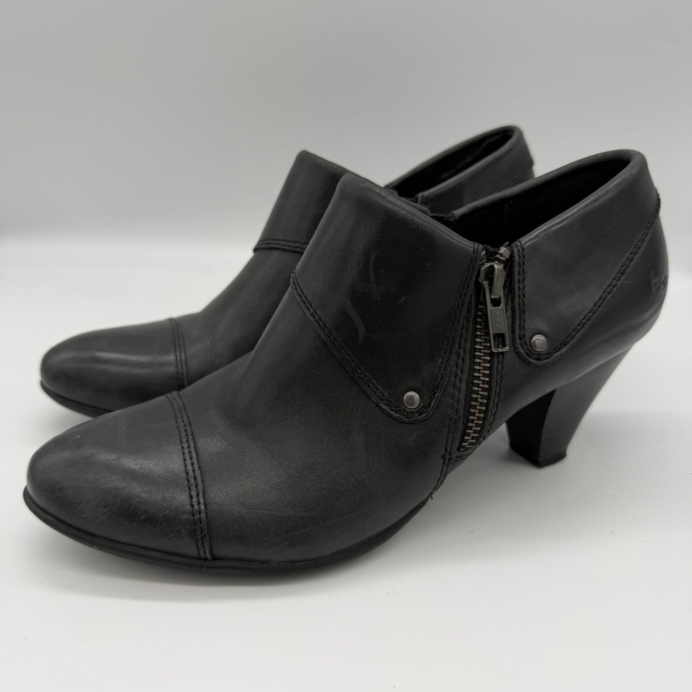 b.o.c. Born Concept Womens Black Leather Ankle Booties C74203 Heel 8M